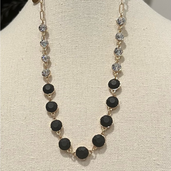 Isaac Mizrahi Necklace! Gold with Black and Clear Crystals! Brand New! - Picture 2 of 8